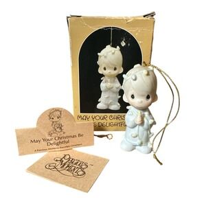 Precious‎ Moments "May Your Christmas be Delightful" Holiday Ornament VTG 1985
